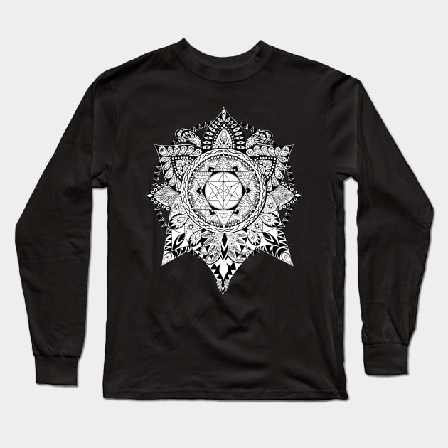 henna design Long Sleeve T-Shirt by Monos Kromaticos Graphic Studio